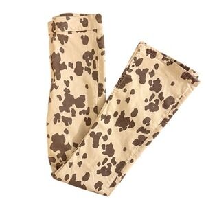 Zara Cow Print Straight Leg‎ Flare Jeans Tan Brown Women EUR 42 USA 10 NWOT